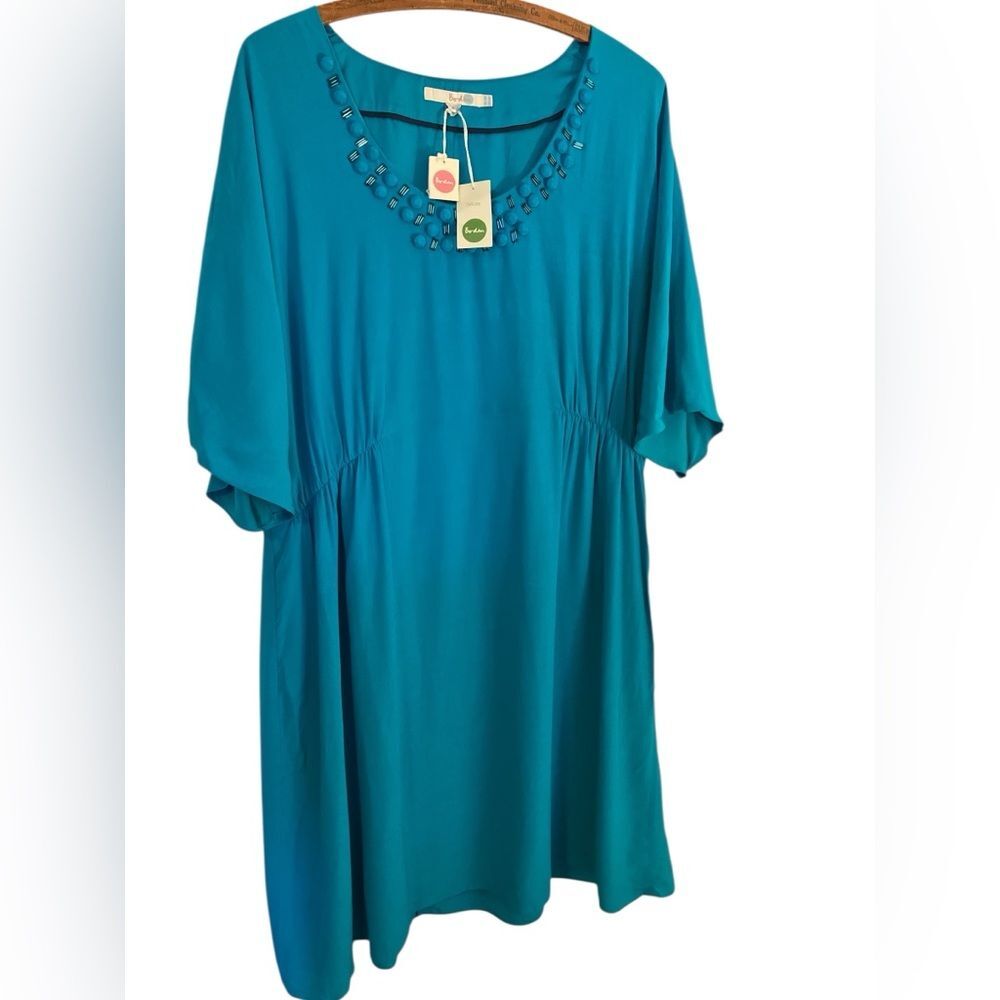 Boden New with Tags Teal Satin Dress US 16/ UK 20 Wedding Party Formal Summer